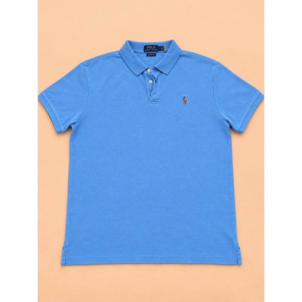 Polo Ralph Lauren Men's Blue Custom Fit Short Sleeve Polo Shirt Size XL